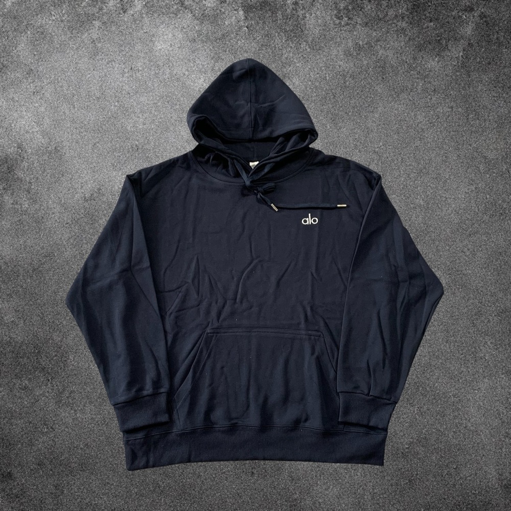Alo Yoga Hoodie and Open Leg Sweatpants Set Navy Blue Large Tracksuit Loungewear - Picture 2 of 9
